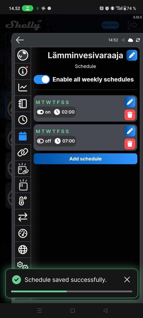 Lämminvesivaraajan ajastaminen